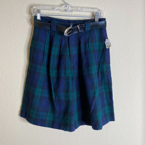 NEW vintage casual corner multi color pleated plaid shorts w/ belt - Picture 1 of 3